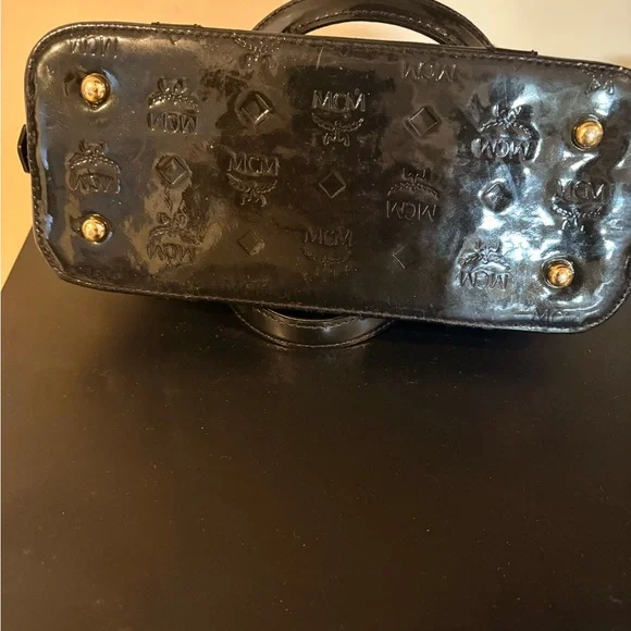 MCM Glossy Black Satchel Bag - Picture 5 of 8